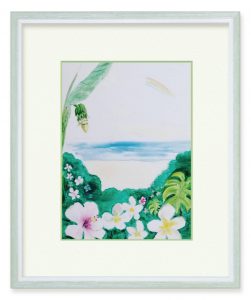 羽山奈保さん「ハワイ行きたい」（B5）海外に行けませんが、いつかまた、旅する日を夢みて、、記憶と希望を織り交ぜて描きました☆
