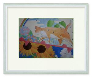 Syunさん「天気の猫」（B5）気象と猫が好きなので、梅雨前線を歩く猫を描きました。夏と梅雨時の違った空気感が伝われば嬉しいです!