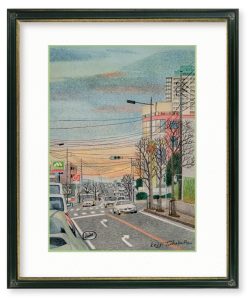 Keiji Takakuraさん「トワイライト」会社帰りにいつも通る街の風景。夕暮れ時の空がとても幻想的で、その1場面を描きました。