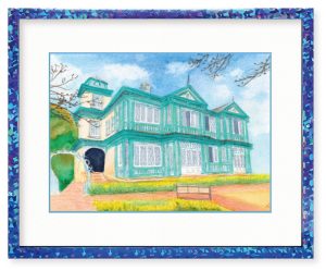 まえともさん「旧ハンター住宅」美しい建物の形と色を自分の色で残したくて描きました。