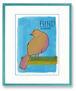 夏見祐三子さん「BIRD20230411」　庭先に遊びにきていた可愛い鳥。2023/4/11の思い出を込めてポスター調に仕上げました。