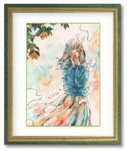 KIMIDORIさん「心から、」　檸檬の花言葉「心からの思慕」を、水彩絵の具とガラスペンで描きました。