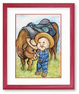 e-kakuyoさんファーマー坊や 農場で育ったファーマーくんは牛さんと仲良し。その名場面を描きました。