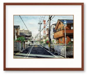 H.Matsumotoさん「近所の通り」　いつも見ている身近な何気ない風景を描いてみて不思議と新鮮な気持ちになりました。