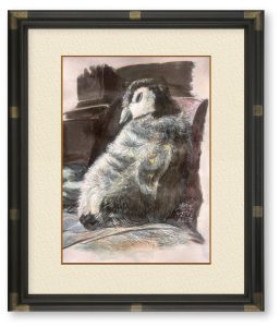 岩下悠理さん「日常の守護者」水性アルキド樹脂絵の具・墨、紙、182mm×257mm、2025