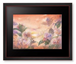島村嘉巳さん「夕焼けに染まる」梅雨の晴れ間の夕暮れに色にそまる紫陽花が、とても幻想的で大好きです。