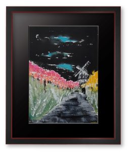 johhoさん「猫とチューリップと風車と。」猫の目でとらえた日常の風景を描きました。今回は、オランダに住んでいる猫のルーティンです。