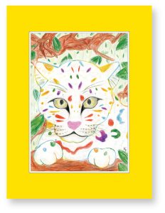 KamKamさん「カラフルキャット」大好きな動物を描きました。色を選ぶことが楽しかった作品です。瞳の色に注目してもらえれば嬉しいです！