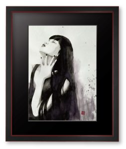 月子さん「Bombay Lot.W004」アーティストのゴイノマサヤさんとのコラボ作です　水彩画で使ってはいけない黒に拘りました