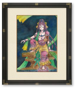 南雲遊火さん「星夜」ラメの入った紙を星に見立て、水月観音のイメージで描きましたが、写真だとキラキラが全然写ってないです
