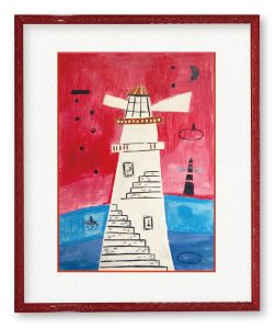 ka_waさん「絵のある灯台」どこか遠くに旅したいと思って描いた絵です。普段あまり使わない色で描いたのも冒険の1つになりました。