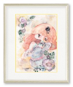 やすみのいさん「お花」お部屋に飾るといったらお花、という連想でした。見たらひとやすみ出来る絵を目指して描きました。
