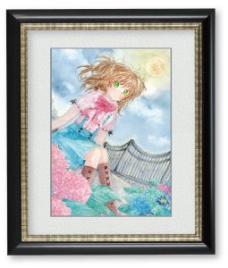 ほしよる「とある日の月夜」今宵の月に照らされて紫陽花は輝き、少女はそれを見て何を想い笑うのか（月夜の夜景をイメージしました）