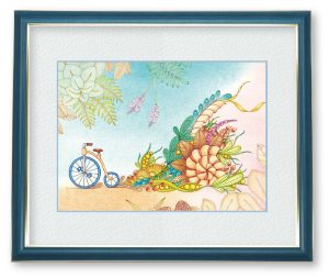 とうきちさん「自転車」自転車を走らせている時に感じる、歩きとは違う景色や特別感を絵にしました