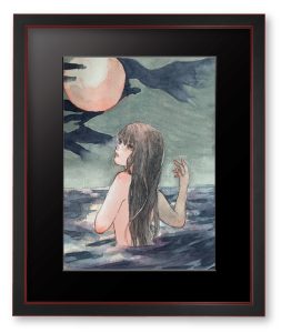 千弥さん「月と泳ぐ」妖しさと美しさと。和の雰囲気を描きたかったので絵墨をメインに使用しました。