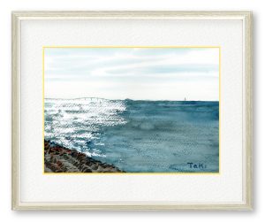 takizouさん「房総昼下がりの海景」木更津の昼下がりの海の景色を描きました。海を見ると癒やされるのはなぜでしょうか？