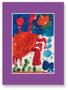 なぎさん「カニとサカナ」赤青黄の三原色の絵具で、大好きな海の生き物を描きました。